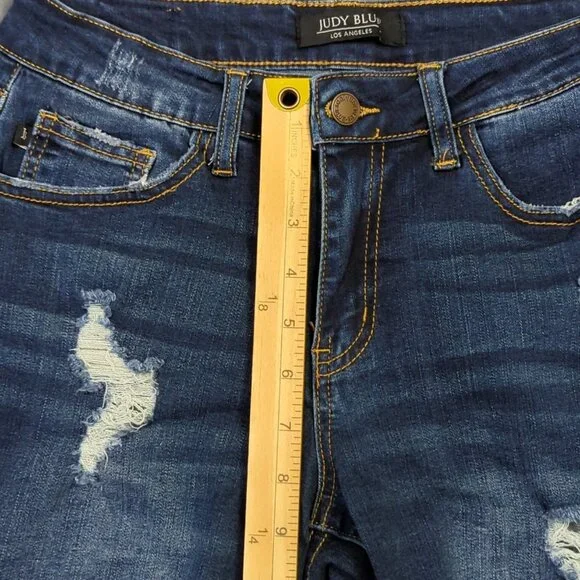 Judy Blue Jean Shorts Women's M Blue Denim Cuffed - Picture 4 of 9